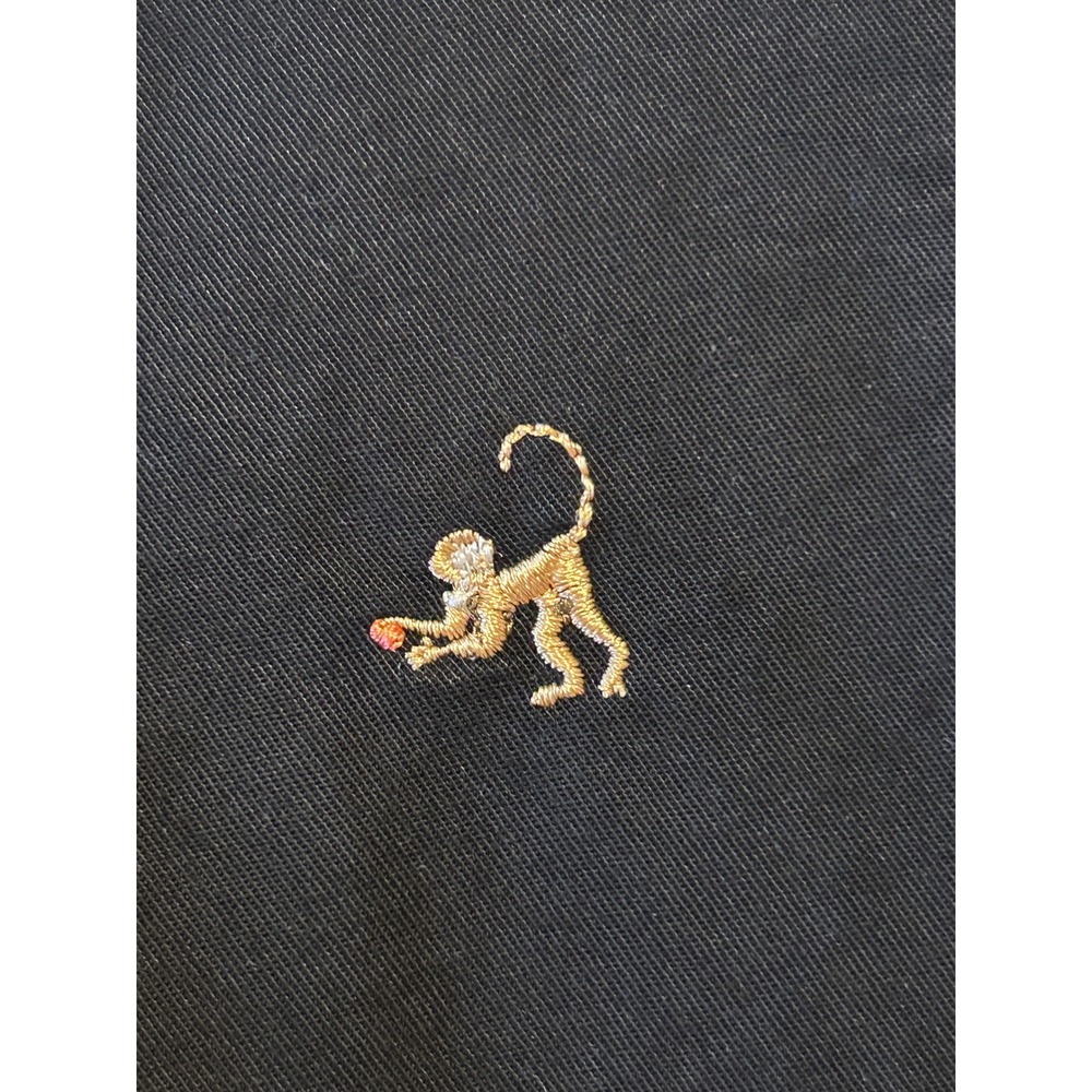 Vintage AKS Shirt XL All Over Embroidered Monkey Tiki Hut Black Tencel Button Up - Picture 2 of 12